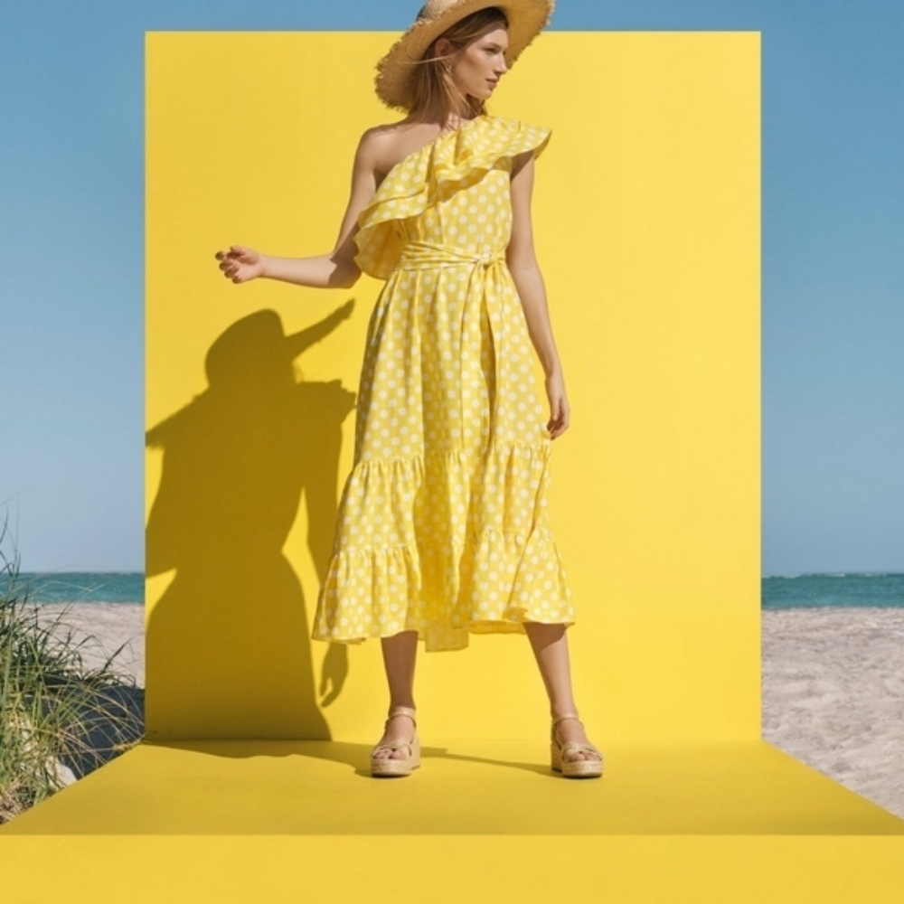 LISA MARIE FERNANDEZ | polkadot 1 shoulder dress